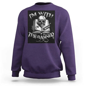 I'm With The Banned Skull Sweatshirt Banned Books Reading Lover Nerd TS02 Purple Print Your Wear