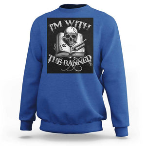 I'm With The Banned Skull Sweatshirt Banned Books Reading Lover Nerd TS02 Royal Blue Print Your Wear
