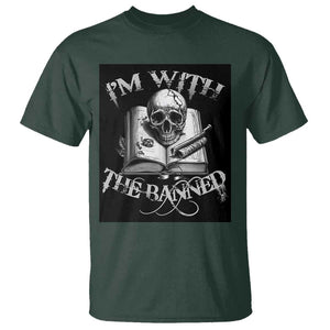 I'm With The Banned Skull T Shirt Banned Books Reading Lover Nerd TS02 Dark Forest Green Print Your Wear