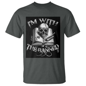 I'm With The Banned Skull T Shirt Banned Books Reading Lover Nerd TS02 Dark Heather Print Your Wear