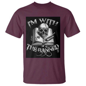 I'm With The Banned Skull T Shirt Banned Books Reading Lover Nerd TS02 Maroon Print Your Wear