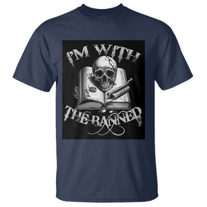 I'm With The Banned Skull T Shirt Banned Books Reading Lover Nerd TS02 Navy Print Your Wear