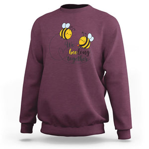 Cute Bee Mother's Day Sweatshirt We Beelong Together Funny Bee Pun Matching Couple Family TS02 Maroon Printyourwear