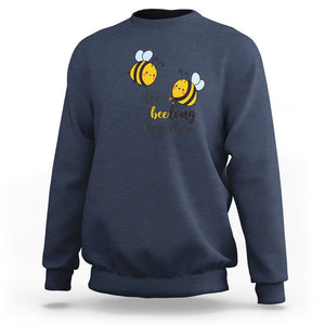 Cute Bee Mother's Day Sweatshirt We Beelong Together Funny Bee Pun Matching Couple Family TS02 Navy Printyourwear