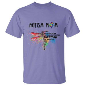 Autism Mom T Shirt She Whispered Back I Am The Storm Rainbow Dragonfly TS02 Violet Printyourwear