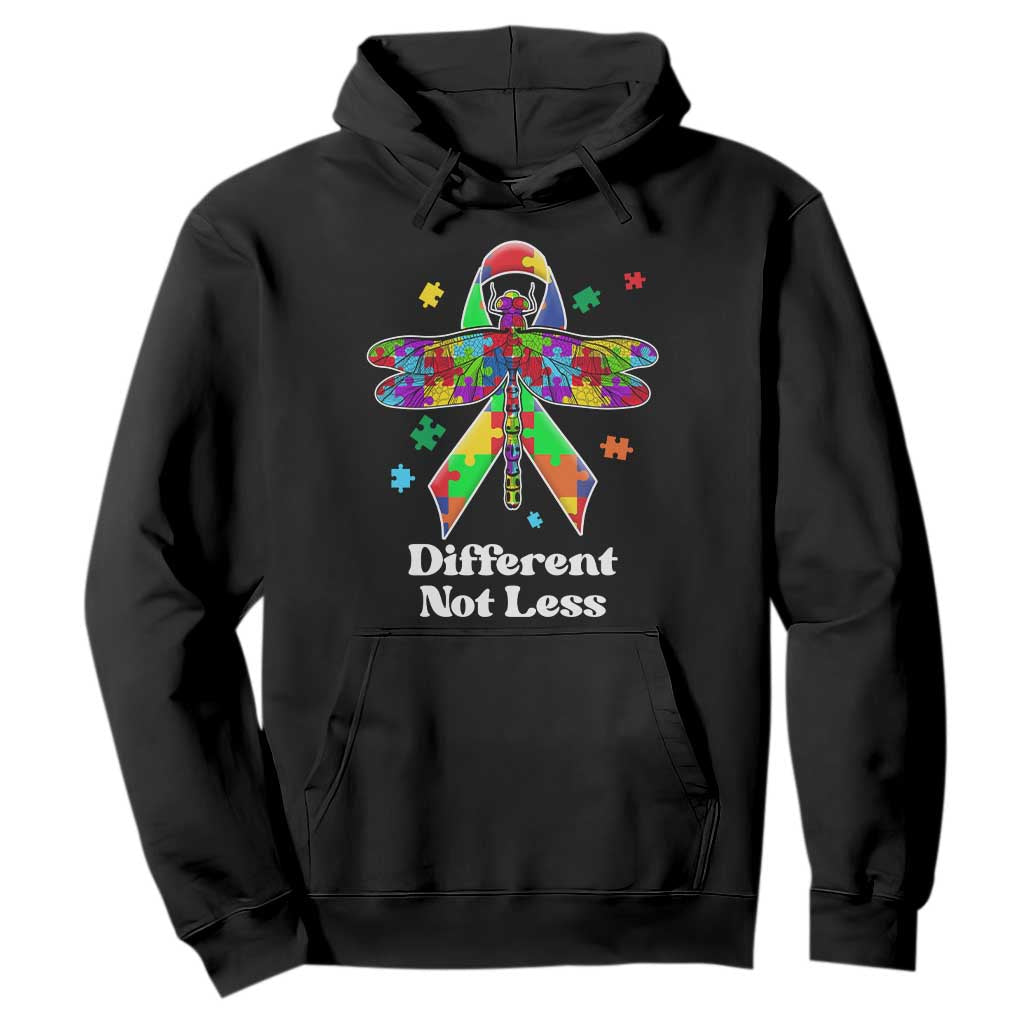 Dragonfly Autism Awareness Hoodie Different Not Less Puzzle Piece TS02 Black Printyourwear