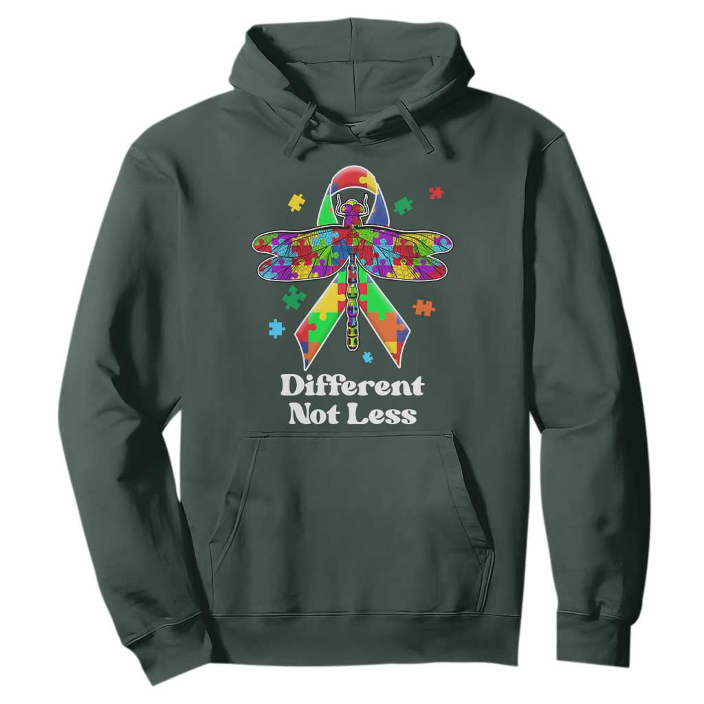 Dragonfly Autism Awareness Hoodie Different Not Less Puzzle Piece TS02 Dark Forest Green Printyourwear