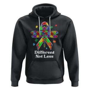 Dragonfly Autism Awareness Hoodie Different Not Less Puzzle Piece TS02 Black Printyourwear