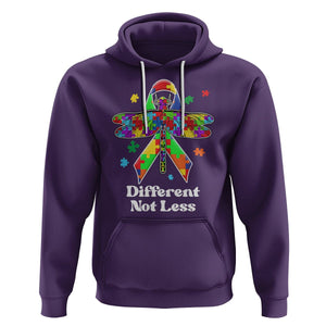 Dragonfly Autism Awareness Hoodie Different Not Less Puzzle Piece TS02 Purple Printyourwear