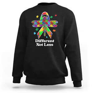 Dragonfly Autism Awareness Sweatshirt Different Not Less Puzzle Piece TS02 Black Printyourwear