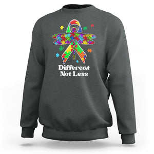 Dragonfly Autism Awareness Sweatshirt Different Not Less Puzzle Piece TS02 Dark Heather Printyourwear