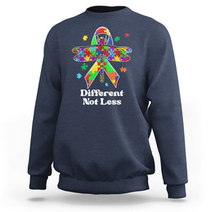 Dragonfly Autism Awareness Sweatshirt Different Not Less Puzzle Piece TS02 Navy Printyourwear