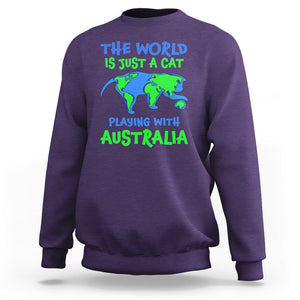 Funny Cat Sweatshirt The World Is A Cat Playing With Australia TS02 Purple Printyourwear