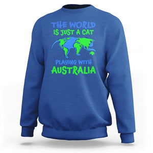 Funny Cat Sweatshirt The World Is A Cat Playing With Australia TS02 Royal Blue Printyourwear