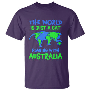 Funny Cat T Shirt The World Is A Cat Playing With Australia TS02 Purple Printyourwear