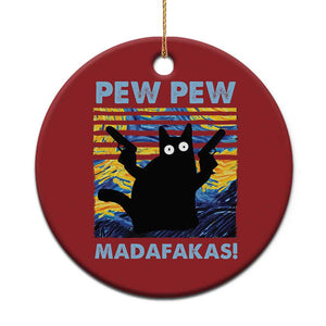 Funny Cat Christmas Ornament Pew Pew Madafakas Retro Vintage Starry Night TS02 Print Your Wear