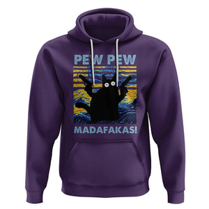 Funny Cat Hoodie Pew Pew Madafakas Retro Vintage Starry Night TS02 Purple Printyourwear