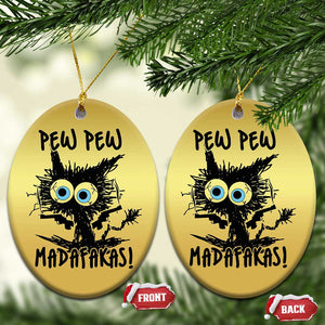 Funny Burnt Cat Christmas Ornament Pew Pew Madafakas TS02 Oval Gold Print Your Wear