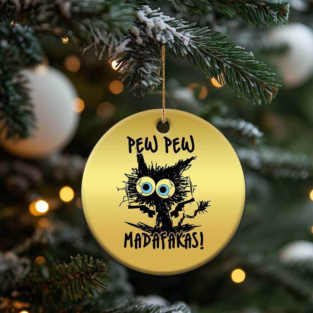 Funny Burnt Cat Christmas Ornament Pew Pew Madafakas TS02 Print Your Wear