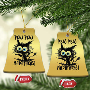 Funny Burnt Cat Christmas Ornament Pew Pew Madafakas TS02 Bell Flake Gold Print Your Wear