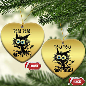 Funny Burnt Cat Christmas Ornament Pew Pew Madafakas TS02 Heart Gold Print Your Wear