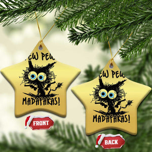 Funny Burnt Cat Christmas Ornament Pew Pew Madafakas TS02 Star Gold Print Your Wear