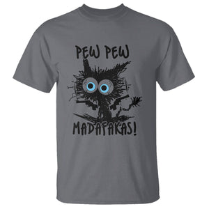 Funny Burnt Cat T Shirt Pew Pew Madafakas TS02 Charcoal Printyourwear