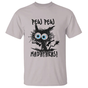 Funny Burnt Cat T Shirt Pew Pew Madafakas TS02 Ice Gray Printyourwear