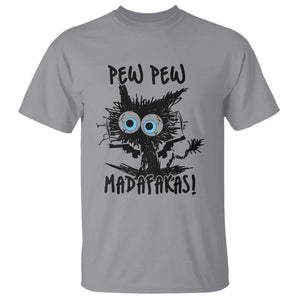 Funny Burnt Cat T Shirt Pew Pew Madafakas TS02 Sport Gray Printyourwear