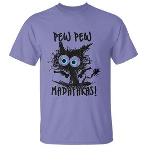 Funny Burnt Cat T Shirt Pew Pew Madafakas TS02 Violet Printyourwear