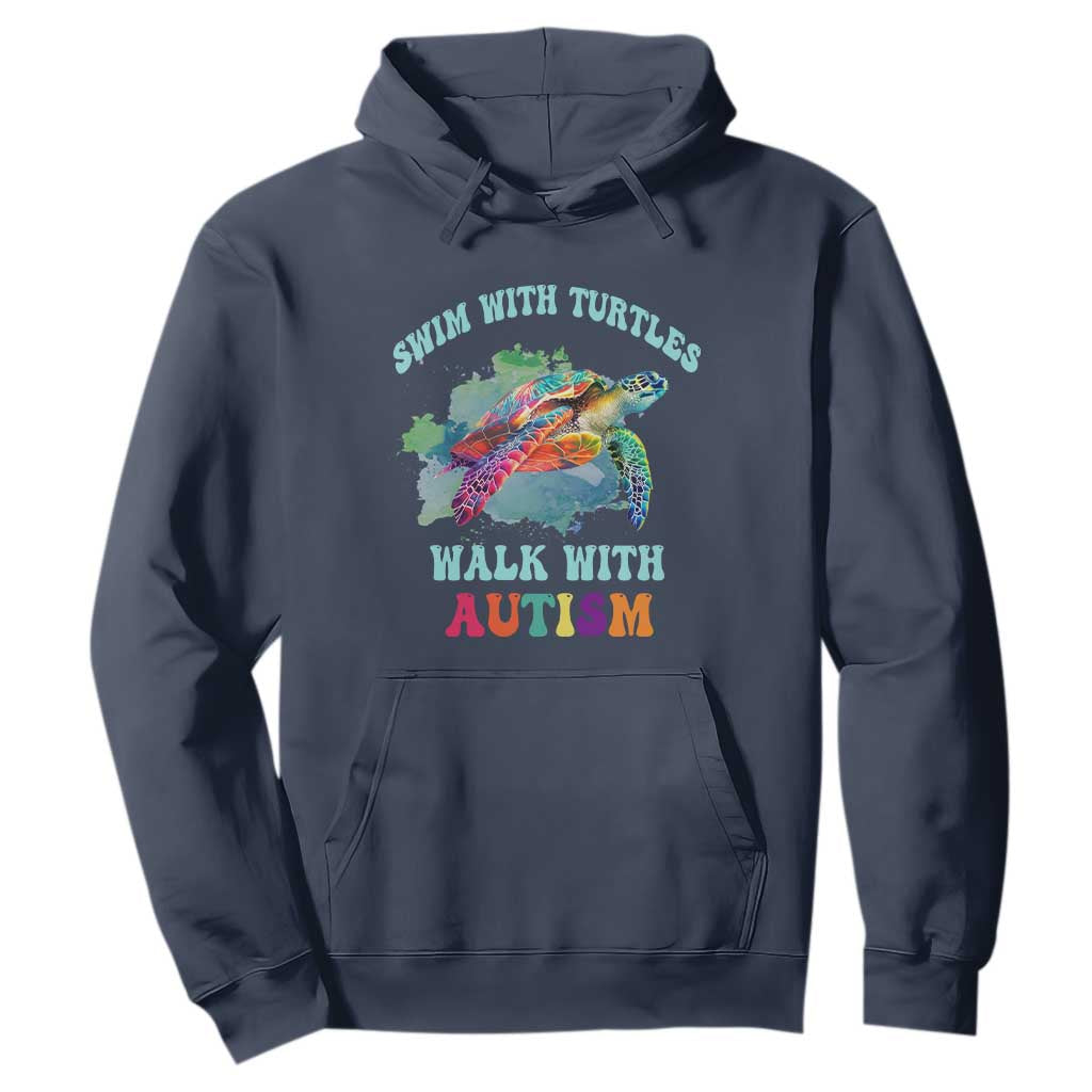 Turtle Autism Acceptance Hoodie Swim With Turtles Walk With Autism TS02 Navy Printyourwear
