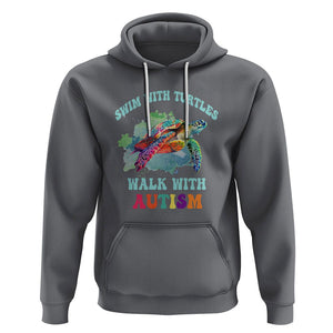 Turtle Autism Acceptance Hoodie Swim With Turtles Walk With Autism TS02 Charcoal Printyourwear