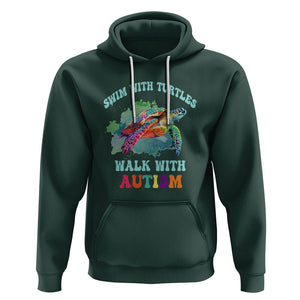 Turtle Autism Acceptance Hoodie Swim With Turtles Walk With Autism TS02 Dark Forest Green Printyourwear