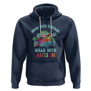 Turtle Autism Acceptance Hoodie Swim With Turtles Walk With Autism TS02 Navy Printyourwear