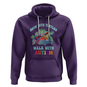 Turtle Autism Acceptance Hoodie Swim With Turtles Walk With Autism TS02 Purple Printyourwear