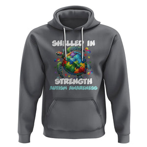 Turtle Autism Acceptance Hoodie Shelled In Strength TS02 Charcoal Printyourwear