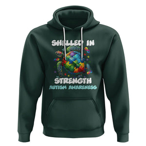 Turtle Autism Acceptance Hoodie Shelled In Strength TS02 Dark Forest Green Printyourwear