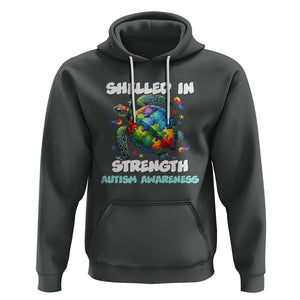 Turtle Autism Acceptance Hoodie Shelled In Strength TS02 Dark Heather Printyourwear