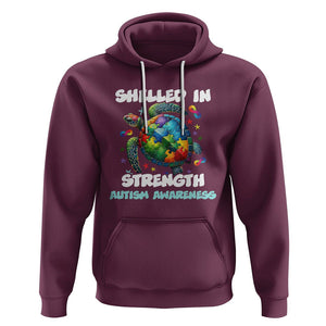 Turtle Autism Acceptance Hoodie Shelled In Strength TS02 Maroon Printyourwear