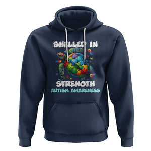 Turtle Autism Acceptance Hoodie Shelled In Strength TS02 Navy Printyourwear