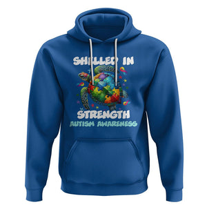 Turtle Autism Acceptance Hoodie Shelled In Strength TS02 Royal Blue Printyourwear