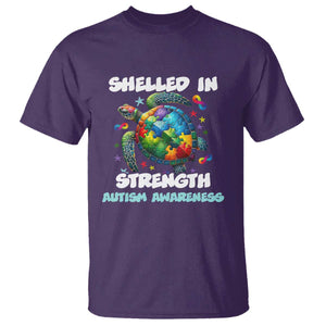 Turtle Autism Acceptance T Shirt Shelled In Strength TS02 Purple Printyourwear