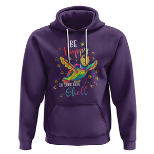 Turtle Autism Acceptance Hoodie Be Happy In Your Own Shell Spectrum Rainbow Infinity TS02 Purple Printyourwear