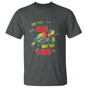 Turtle Autism Acceptance T Shirt See The Able Not The Label TS02 Dark Heather Printyourwear