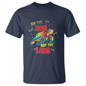 Turtle Autism Acceptance T Shirt See The Able Not The Label TS02 Navy Printyourwear