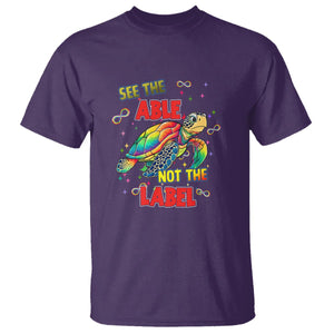 Turtle Autism Acceptance T Shirt See The Able Not The Label TS02 Purple Printyourwear