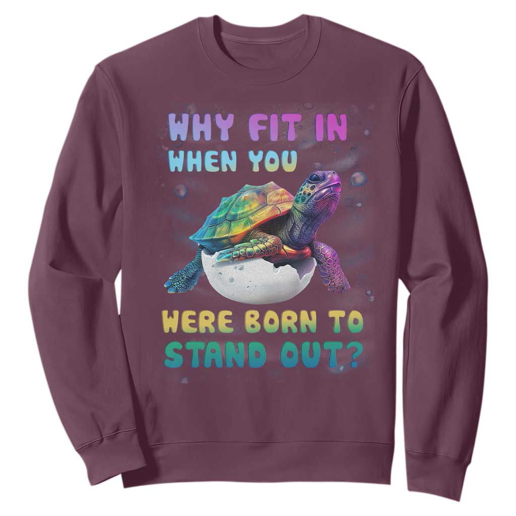 Turtle Autism Acceptance Sweatshirt Why Fit In When You Were Born To Stand Out TS02 Maroon Printyourwear