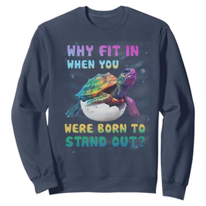 Turtle Autism Acceptance Sweatshirt Why Fit In When You Were Born To Stand Out TS02 Navy Printyourwear
