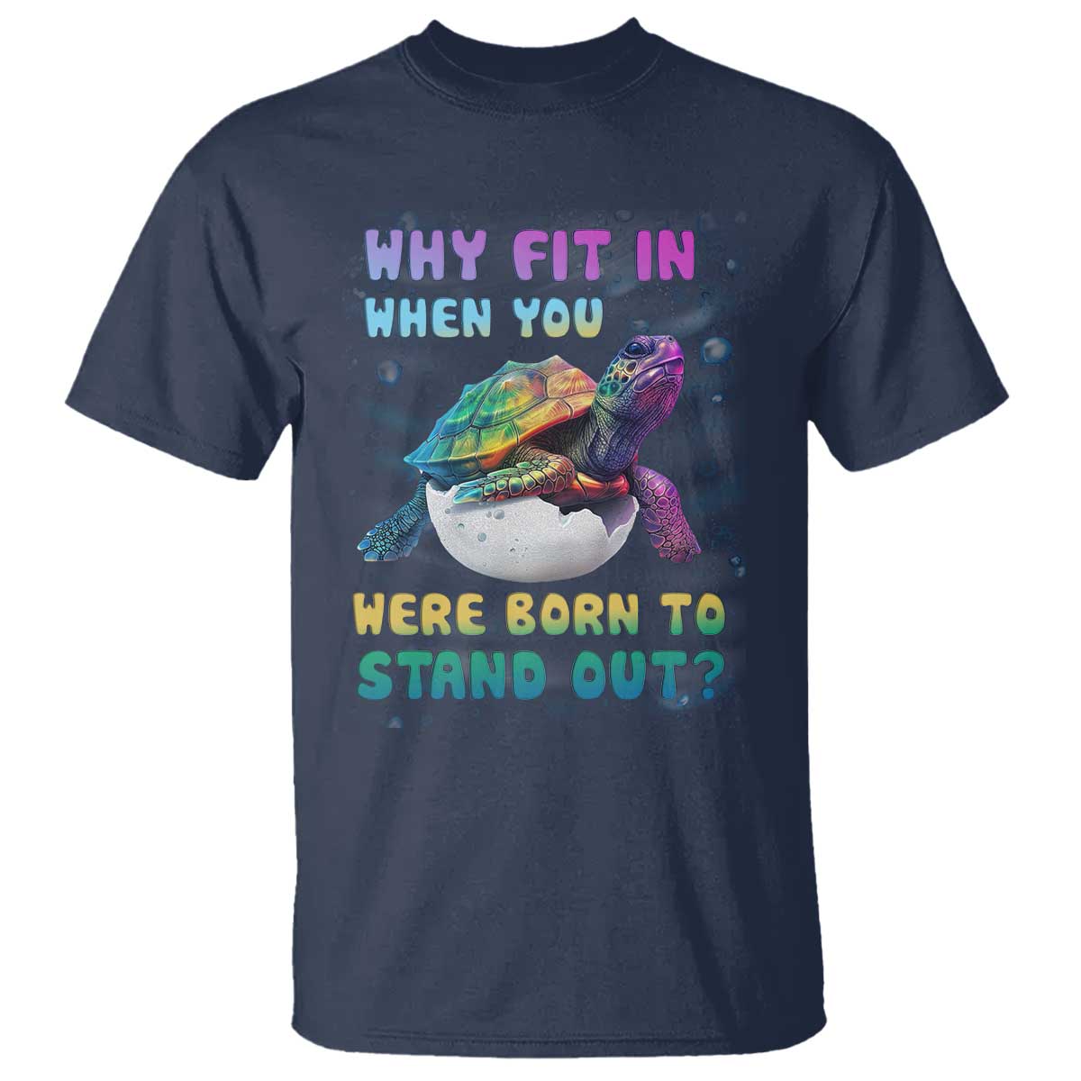Turtle Autism Acceptance T Shirt Why Fit In When You Were Born To Stand Out TS02 Navy Printyourwear