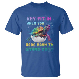 Turtle Autism Acceptance T Shirt Why Fit In When You Were Born To Stand Out TS02 Royal Blue Printyourwear